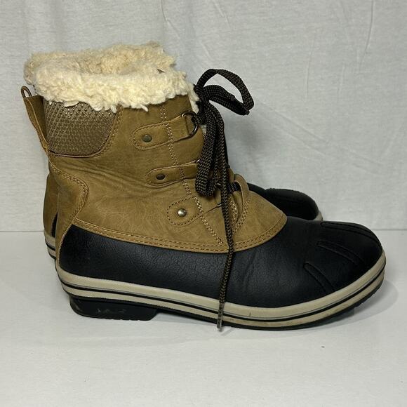 PAWZ Shoes - Pawz Ginnie Women's Tan/Black Snow Winter Boots Size 9 Wool Lining